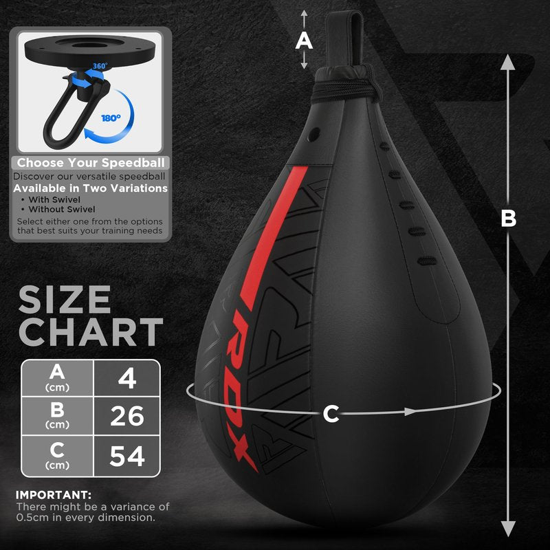RDX Speed Bag Boxing Ball, Maya Hide Leather Dodge Striking Target with Additional Bladder, MMA Muay Thai Punching Workout Kicking Martial Arts Training Home Gym Exercise Speedball