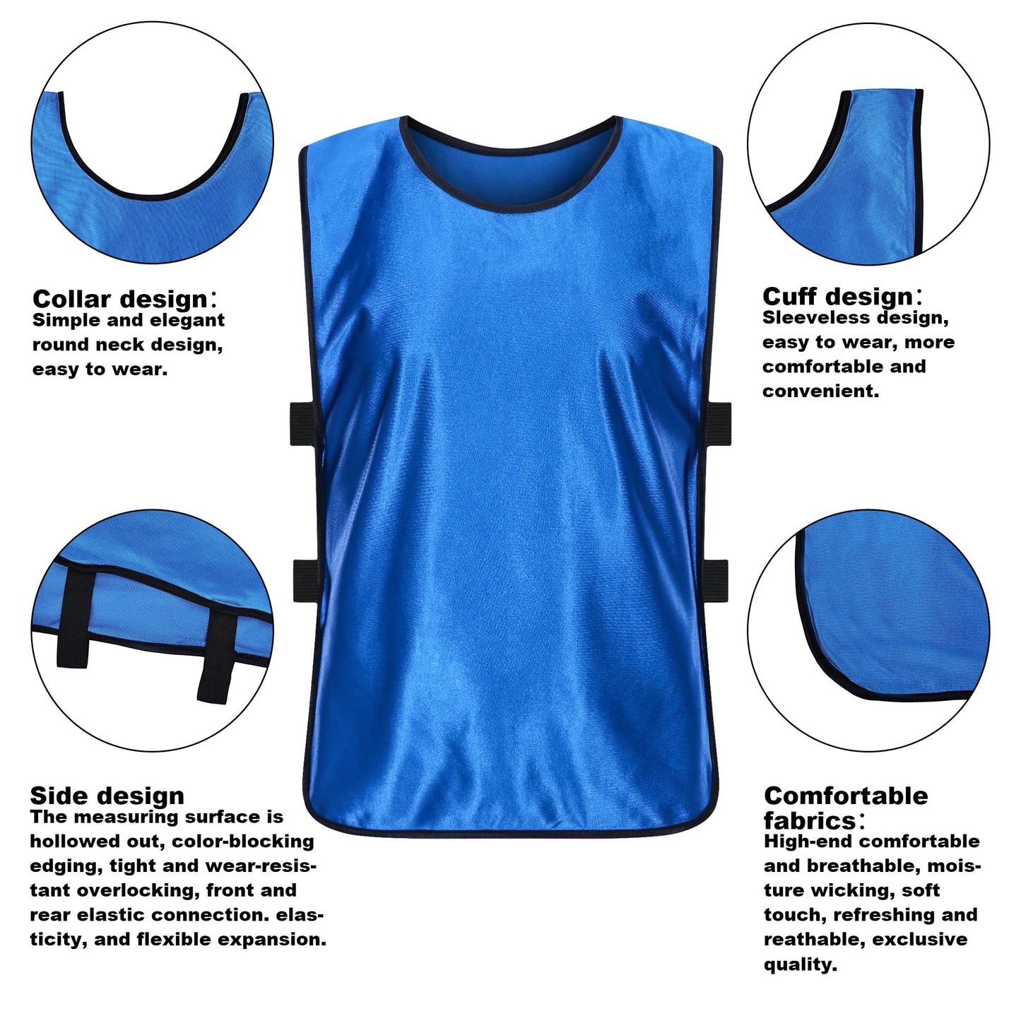 RE-HUO 6 Pack Scrimmage Vests/Sport Basketball Pinnies/Soccer Bibs for Kid and Adult (Navy Blue, L)