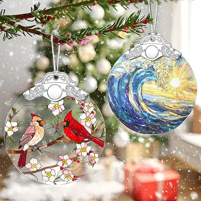Cardinal Ornament – Christmas Decoration & Christmas Ornament; Stained Glass Holiday Decoration (Holiday Present, Bauble Present, Gift Idea, Gift Exchange) | Heirloom Keepsakes