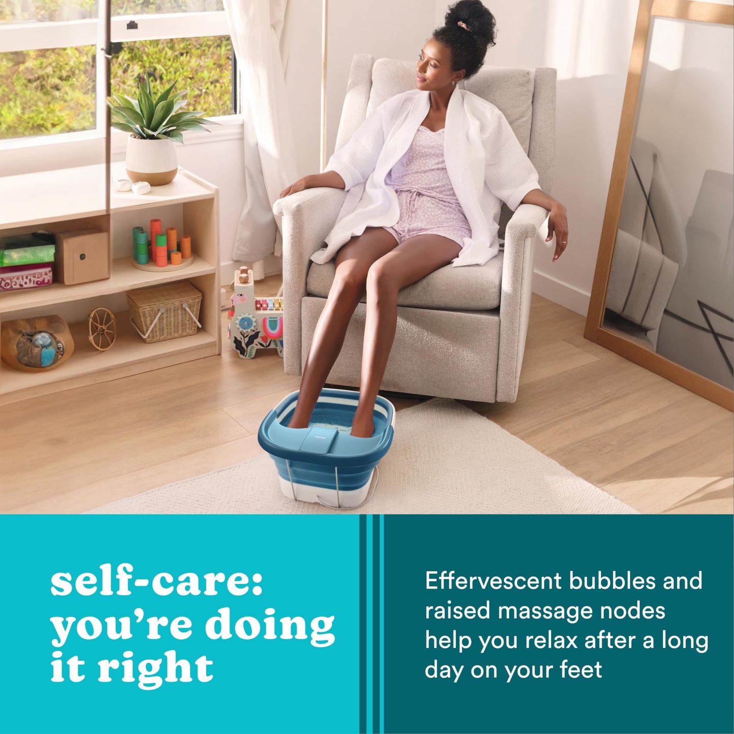 Homedics Bubble Mate Collapsible Foot Spa, Heat-Maintaining, Bubble Massage with Pumice Stone and Splash Guard