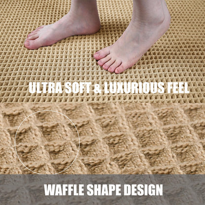 ZVFFDG Waffle Bathroom Rugs, Large Non Slip Absorbent Waffle Knit Bath Mat for Shower Floor, Tub and Bathroom Door, Ultra Soft Quick Dry, Brown, 24"x36"