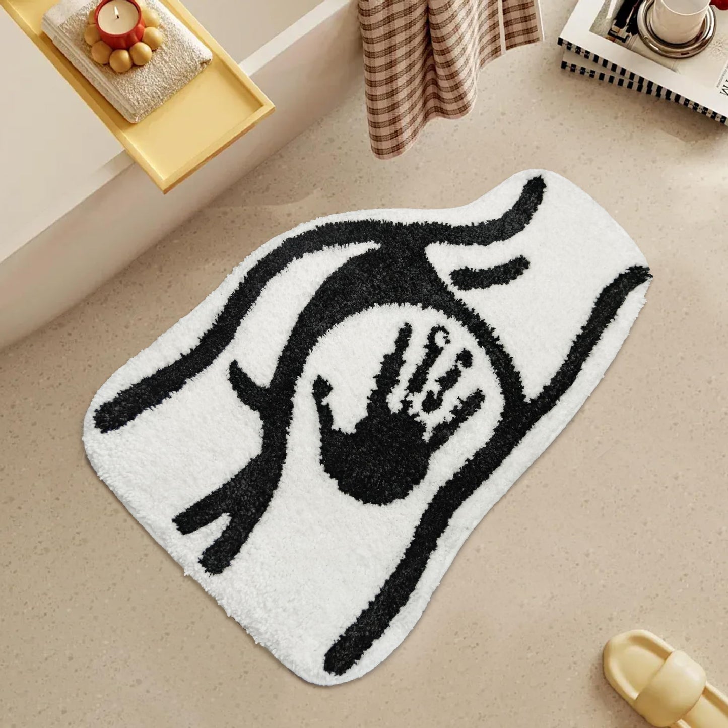 Didswuit Female Body Shape Tufted Bath Rug, Funny Hands Pattern Bathmat Carpet, 23.6"x15.8" Abstract Washable Absorbent Floor Mat Home Décor for Bathroom Living Room Non-Slip Doormat
