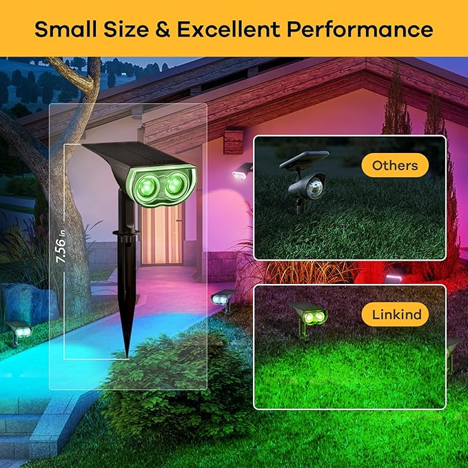 Linkind Christmas Solar Lights Outdoor StarRayS, Christmas Decorations Color Changing Solar Spot Lights, IP67 Waterproof for Landscape Garden Pathway Walkway (Multicolor, 6 Pack)