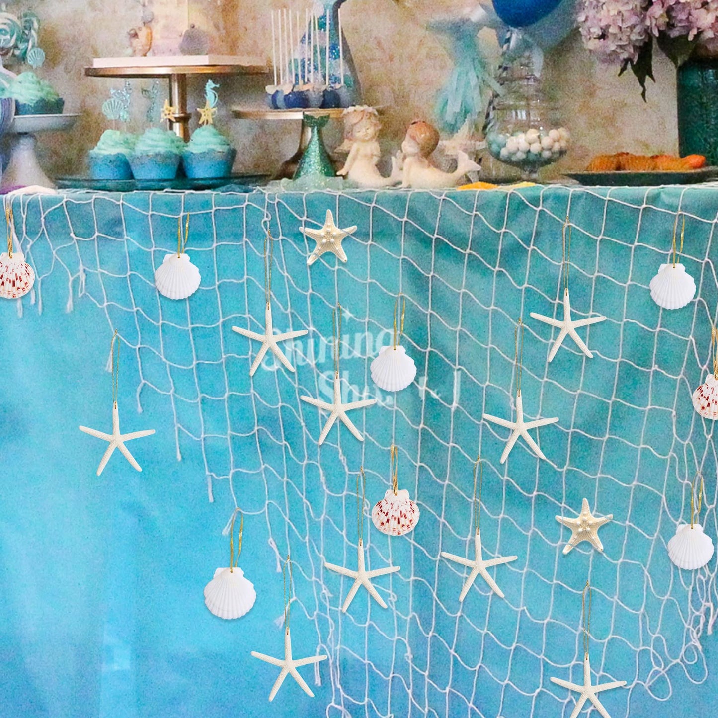 20PCS Starfish for Crafts 3"-4" Small Starfish Decor with Drilled Holes Star Fish Bulk Hanging Ornaments for Wedding DIY Christmas Tree Decor, Natural