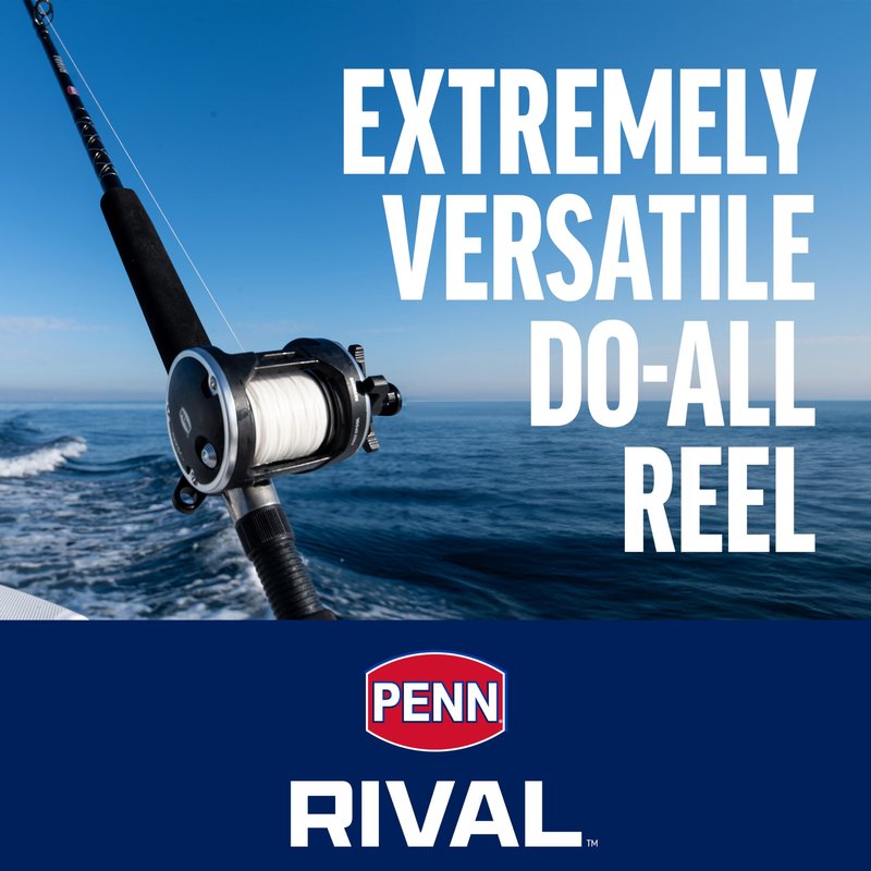 PENN Rival Level Wind Conventional Nearshore/Lake Fishing Reel, HT-100 Star Drag, Max of 15lb | 6.8kg, Forged and Machined Aluminum Spool
