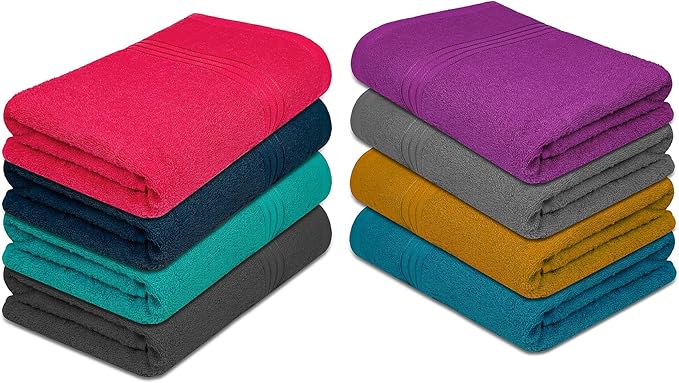 ZUPERIA Premium Multicolor Bath Towels Set of 8 100% Pure Cotton Shower Towels