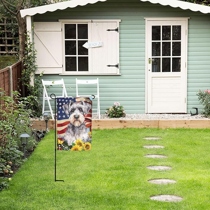 Schnauzer American Patriotic Dog Flag Garden Flag Welcome Party Outdoor Outside Decorations Picks Home House Garden Yard Decor 12x18 Inch