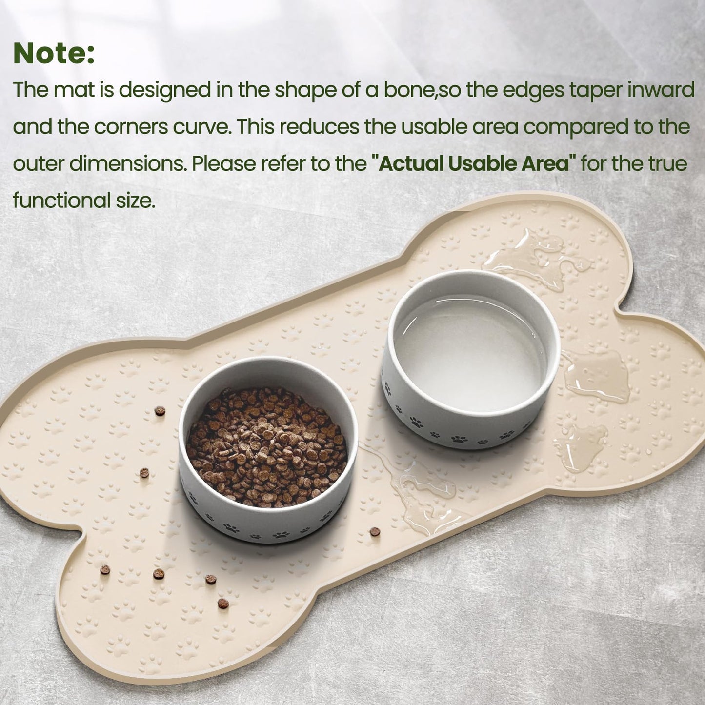 PWTAA Dog Food Mat Anti-Slip Silicone Dog Bowl Mat Thicker Pet Placemat Waterproof Cat Feeder Pad with Raised Edge Puppy Kitten Feeding Mats Suitable Small Medium-Sized Dogs Cats Eating Tray