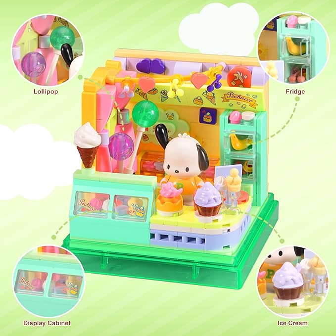Cute Building Bricks Blocks Toys Miniature Sets with Transparent Display Fun Toy Collectible Gift for Fans Girls Birthday Party Supply Decorations Room Décor Plush Stickers Stuff Age 3 4 5 6