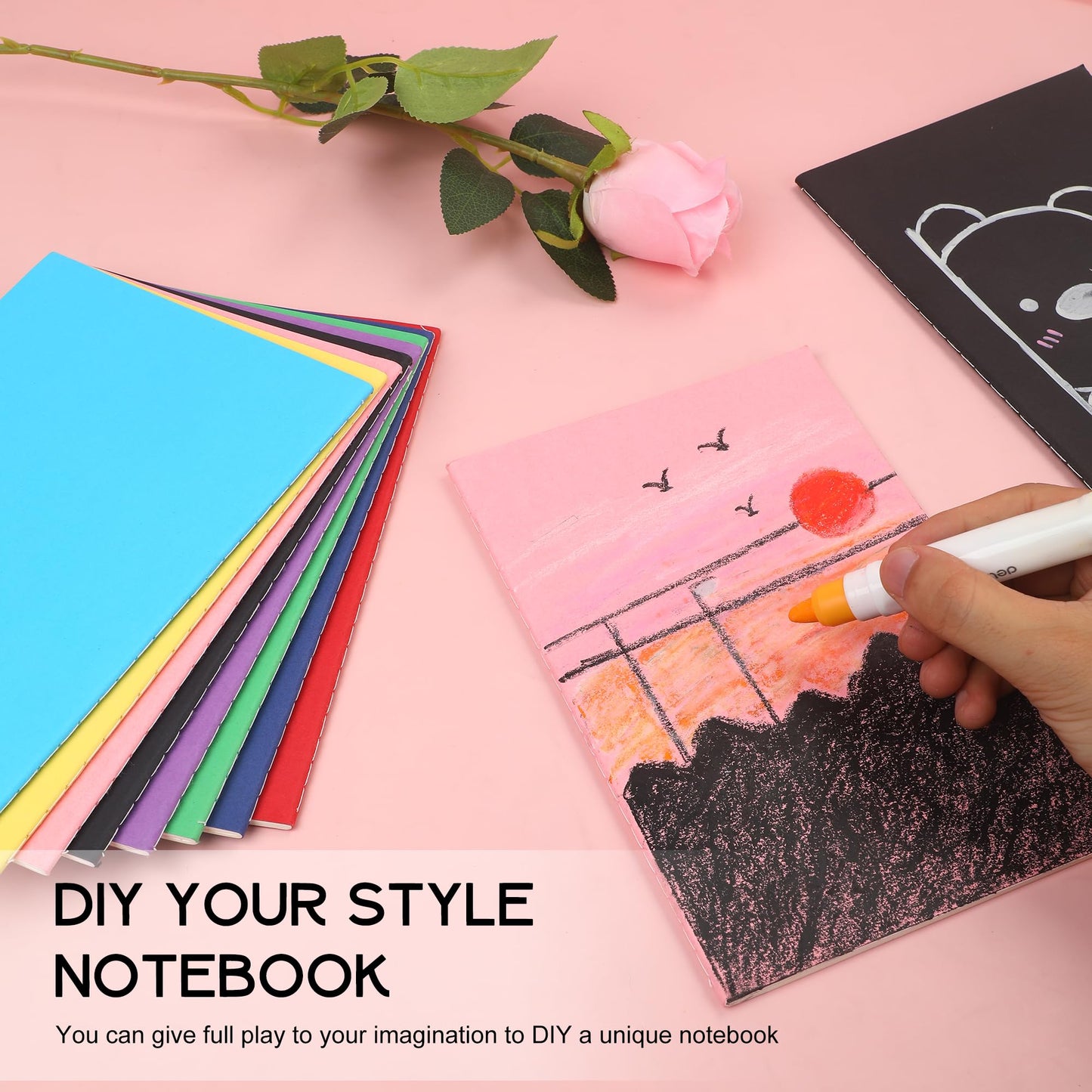 miikoul 24 Pack A5 Blank Journal Notebooks in Bulk, Colorful Soft Cover Unlined Paper for Kids Student Traveler Drawing Writing Take Notes and Plan, 8.3x5.5 Inches, 80 GSM, 60 Pages/30 Sheets