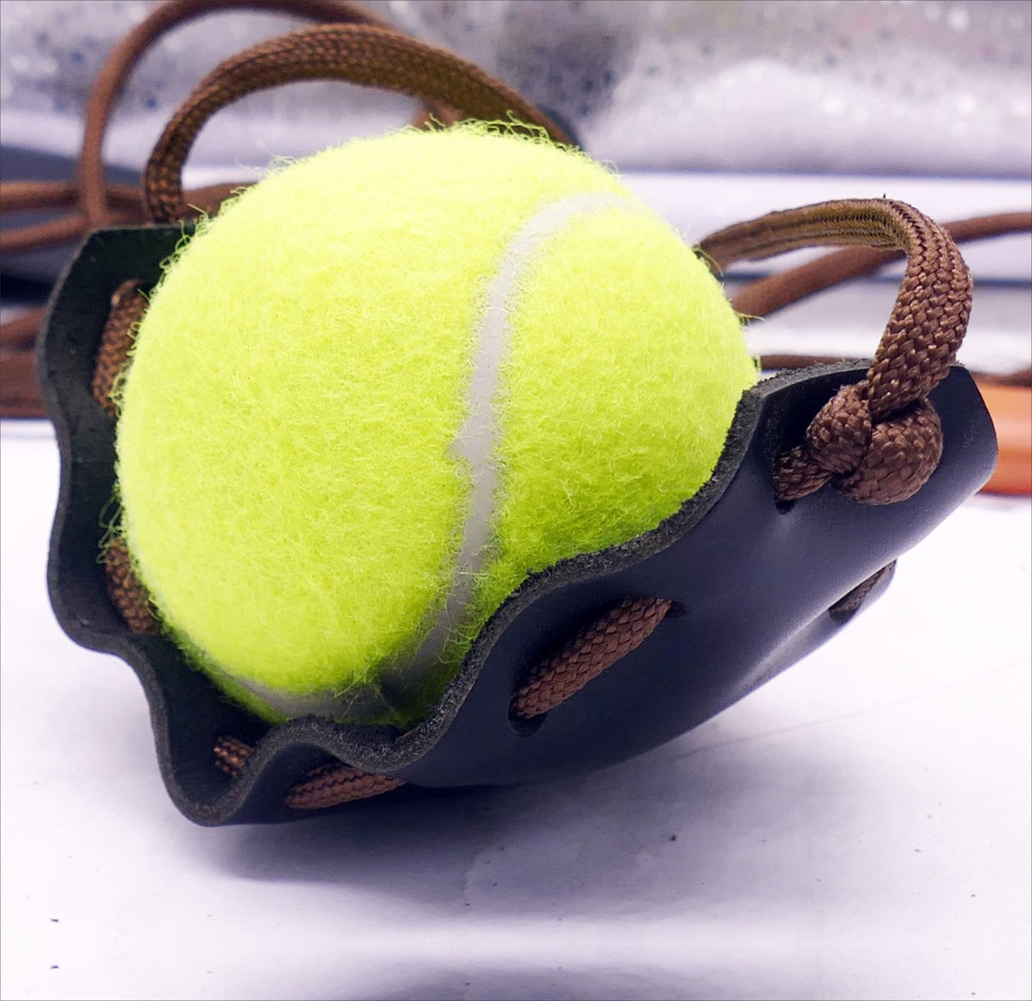 2 Packs Leather Shepherd Sling Handmade Paracord Shepherds Sling Rock Thrower Old-Fashioned Slingshot Dog Ball Launcher