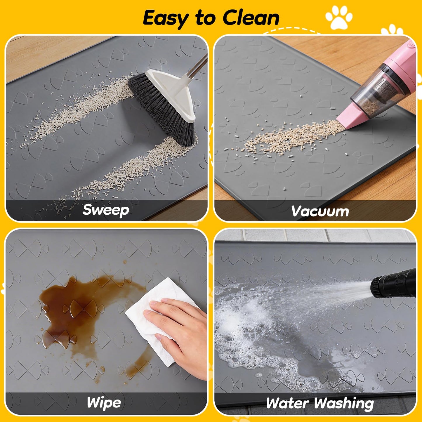 Vyrix Extra Large Cat Litter Mat, 40" x 28" Cat Litter Box Mat, Silicone Litter Trapping Mat, Soft on Kitty Paws & Easy to Clean for Floor, Waterproof/Urineproof Litter Pad for Indoor Cats