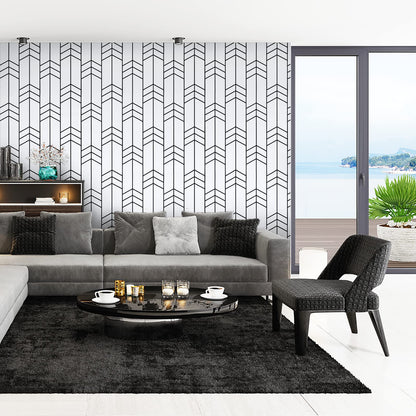 Black and White Wallpaper Peel and Stick Wallpaper Removable Self Adhesive Wall Paper Modern Geometric Contact Paper for Bedroom Bathroom Wall Decor Chevron Stripe Vinyl 17.7"x394" Renter Friendly