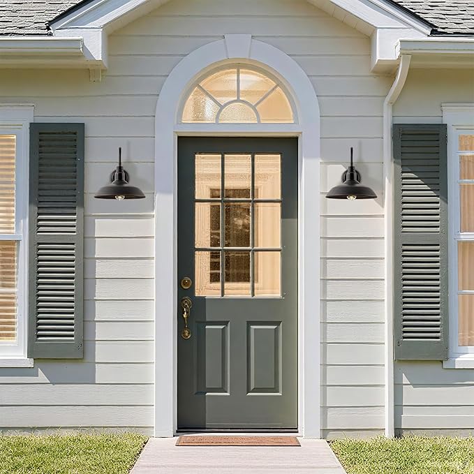 14in Outdoor Gooseneck Barn Light for Garage, 2 Pack Bronze Exterior Wall Lights Fixture for Porch, Outside Farmhouse Wall Sconce for Patio, Cabin, Entryway