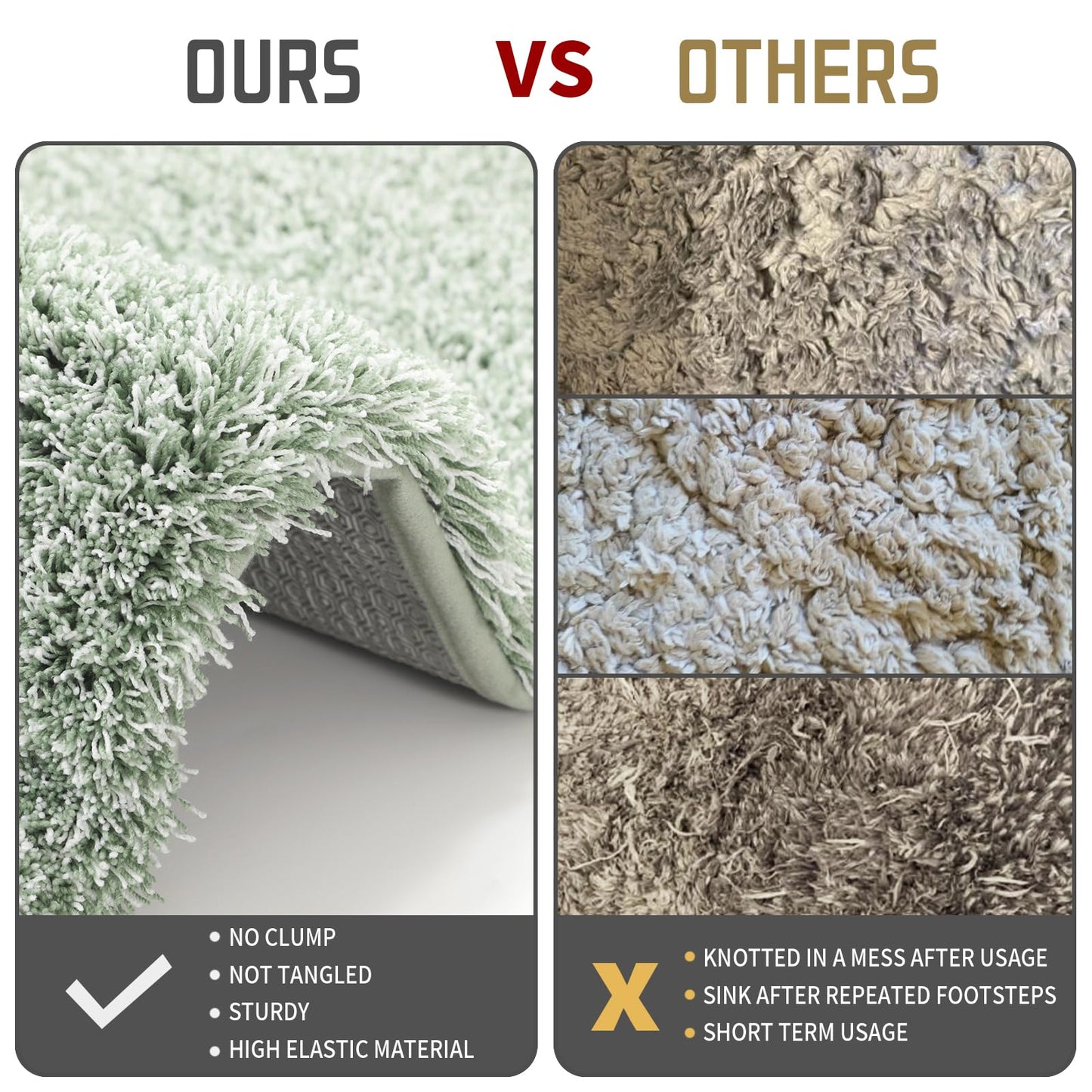 Yimobra Toilet Rugs U Shaped Washable 24X20, Ultra Soft and Water Absorbent Bath Mats, Non Slip Fluffy Shaggy Luxury Microfiber Contour Bath Rugs for Toilet, Dry Quick, Light Green and White