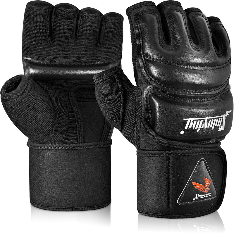 MMA Gloves for Training & Sparring - Thickened Knuckle Pads | Fingerless Design for Men & Women