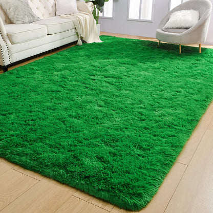 AROGAN Luxury Soft Shaggy Carpet, 3x5 Feet Green Fluffy Bedroom Rug for Living Room, Kids Girls Playroom Teen Room Nursery Decor