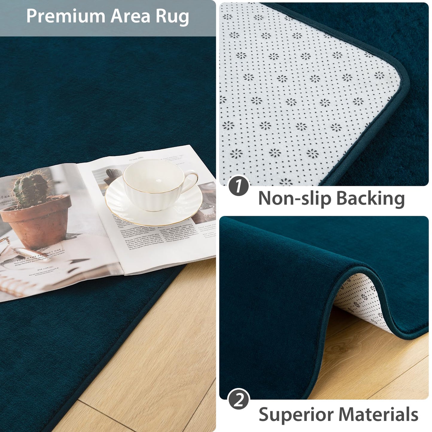 Softlife Navy Blue Area Rug for Bedroom Living Room, Solid Non-Slip 5x7 Fluffy Carpet with Soft Low Pile for Kids Boys Girls, Machine Washable Fuzzy Aethetic Rugs Home Dorm Decor