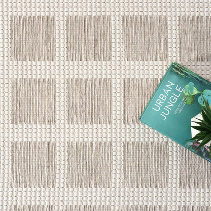 Abani Brown Area Rug – Ocean Collection – 5' x 8' Gridscape Design – Indoor & Outdoor Use – UV Protected, Fade-Resistant, Easy to Clean – Durable for Patio, Deck, Entryway, or Kitchen