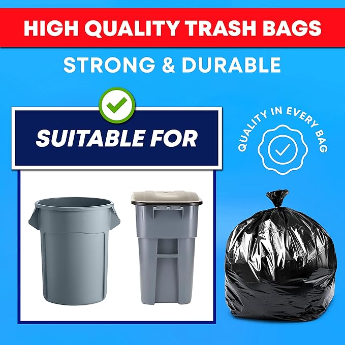 Veska 55-60 Gallon Trash Bags Heavy Duty 50-60 Gallon Large Black Garbage Bags
