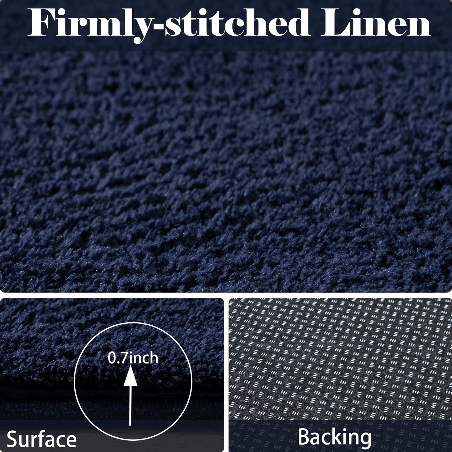 QDUIDU Large Area Rugs for Bedroom Living Room - 5x8 Feet Ultra Soft Navy Blue Rug Thickened with Memory-Foam, Solid Modern Minimalist Carpets for Home Decor, Non-Slip and Comfy Nursery Room Rugs