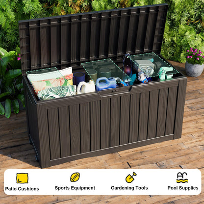 MAIUSCOLI Outdoor Waterproof Resin Storage Deck Box Lockable Outside Bench UV Resistant Bin Patio Porch Furniture Pool Float Garden Tool Cushion (Black, 85 Gallon)