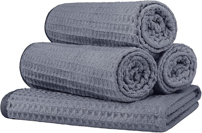 HOMEXCEL 4 Pack Microfiber Gym Towels Grey Fitness Towels Ultra Soft, Highly