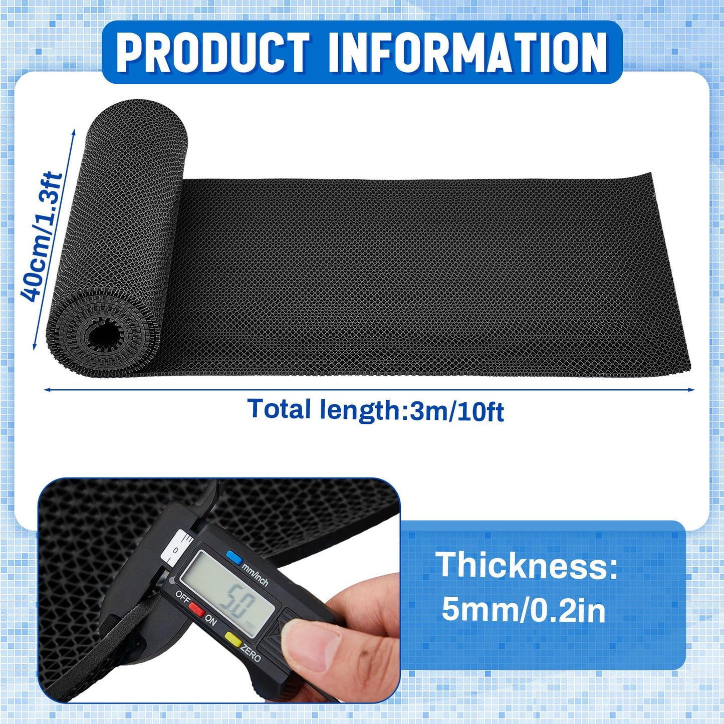 Tinideya 1.3x10 ft Non‑Slip Pool Drainage Floor Mat, Commercial & Indoor Wet Area Anti‑Slip PVC Water Drainage Mat, Cut‑to‑fit Pool, Bathroom, Garage PVC Mesh Flooring, Black