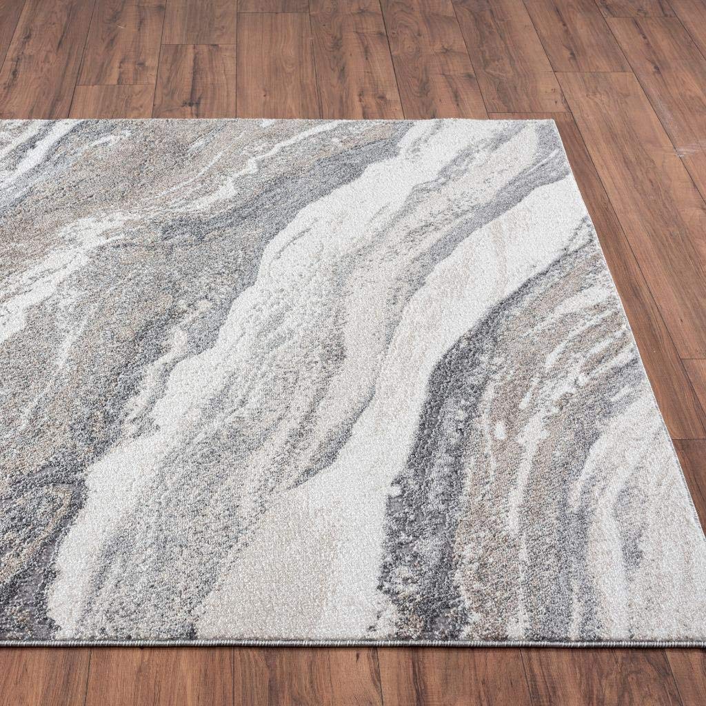 LUXE WEAVERS Lagos Collection 7983 Abstract Grey 4x5 Art Deco Area Rug