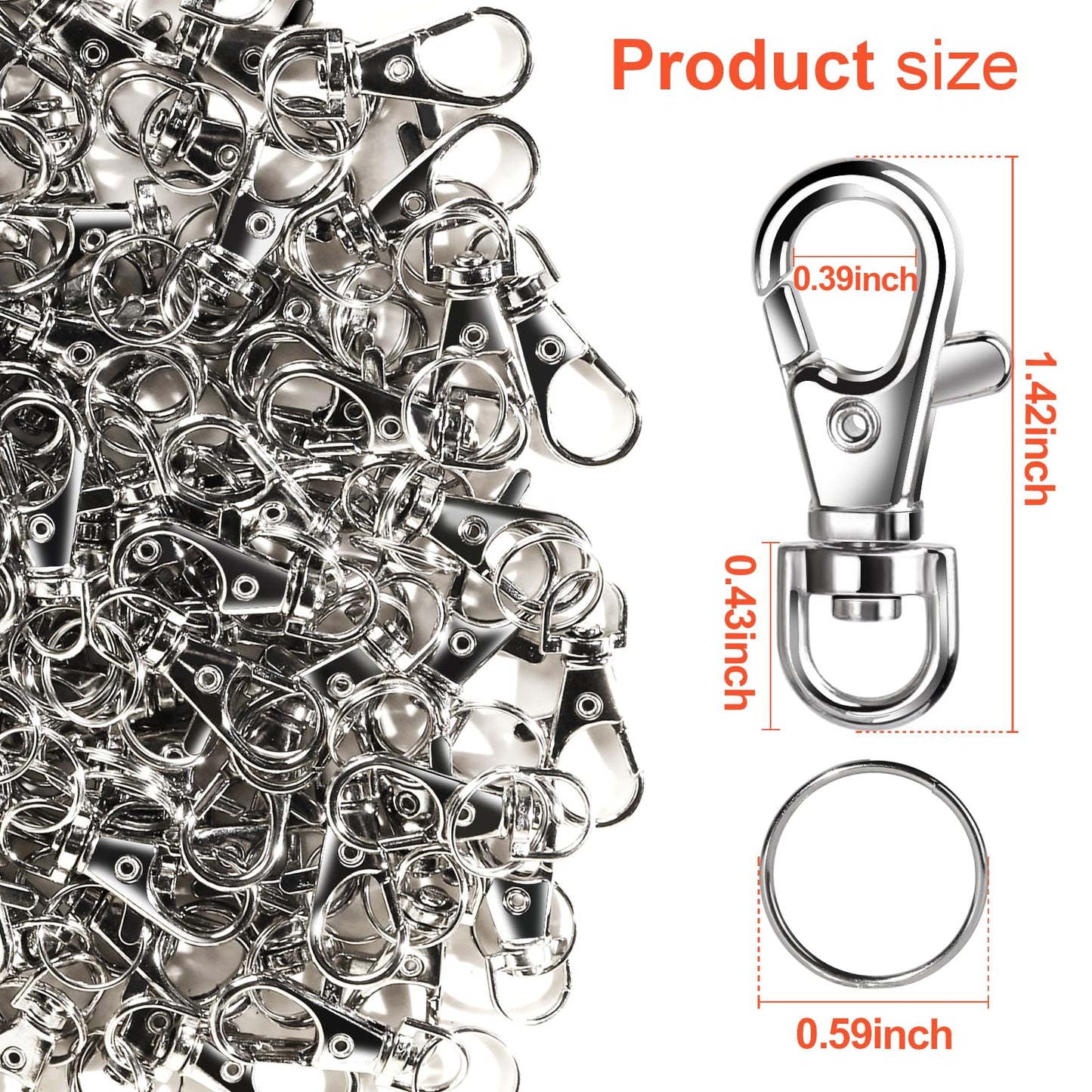 LEOBRO 60PCS Lobster Claw Clasps and Key Rings, 30PCS Keychains Clips and 30PCS Key Chain Ring, Keychain Making kit for Key Chain, Jewelry Making, Art Crafts, Silver