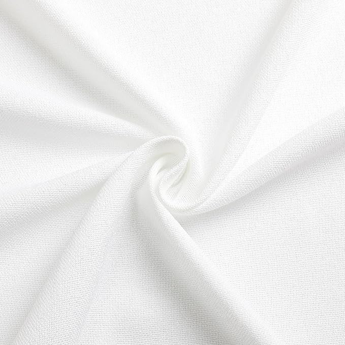 Tollpiz Linen Tier Curtain Rod Pocket Semi Sheer Half Kitchen Curtains Burlap Light Filtering Thick Linen Drape for Bathroom, 30 x 36 inches Long, White, Set of 2 Panels