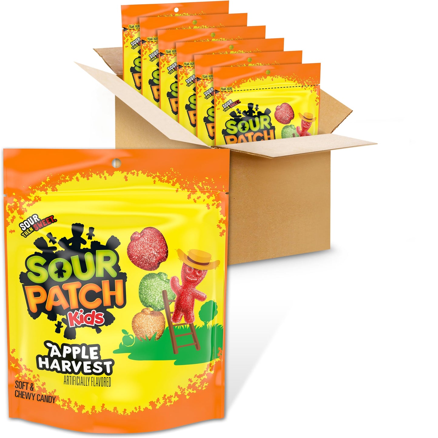 SOUR PATCH KIDS Apple Harvest Soft & Chewy Candy, Halloween Candy, 6 - 10 oz Bags