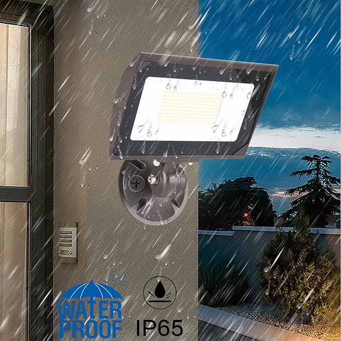 100W Outdoor LED Flood Light with Plate, 5000K Daylight 13000LM 120V, UL Waterproof LED Security Flood Lighting for Wall Wash/Sign/Flagpole/Tree/Yards/Advertising Boards