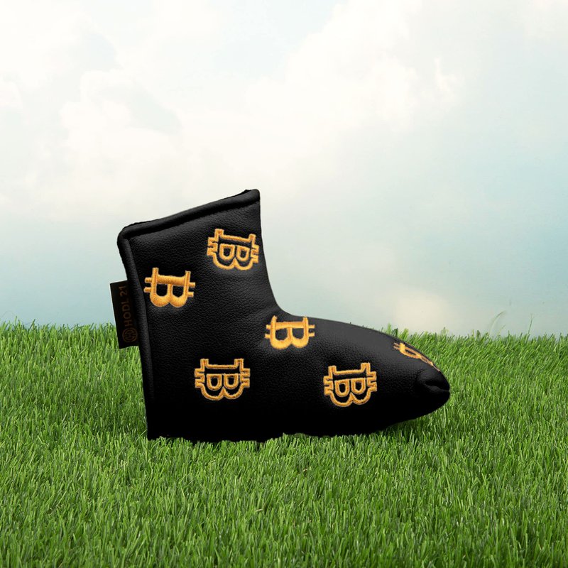 Bitcoin Golf Putter Cover for Blade Putters - Golf Headcovers for Club Protection - HODL 21 Golf Accessories (Black)