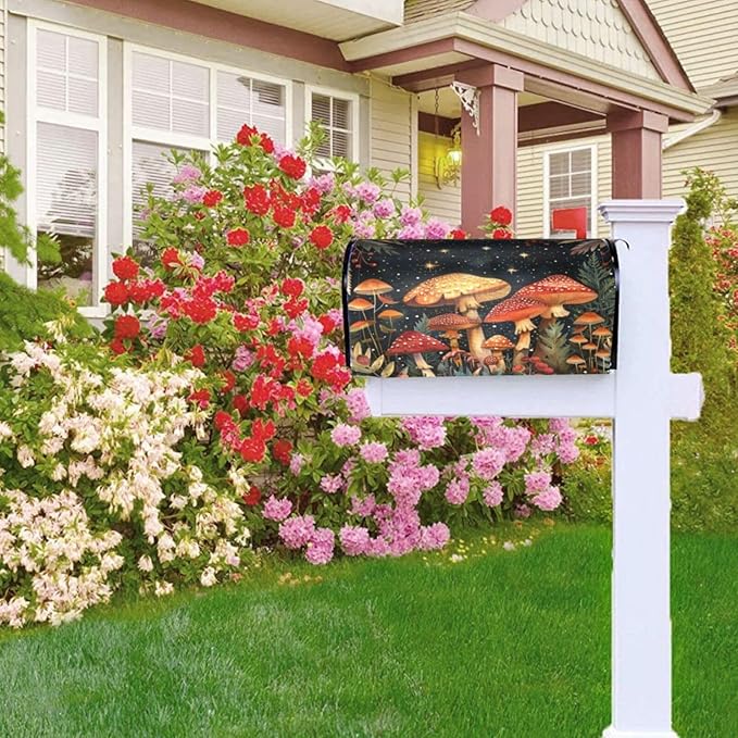 DADABULIU Mailbox Covers Mushroom Forest Vintage Magnetic Letter Post Box Cover Standard Size 25.5 x 21 Inch Garden Yard Home Decorative