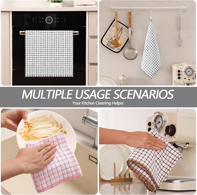 Homaxy Kitchen Towels and Dishcloths Set, 16 x 25 and 12 x 12 Inches, Super