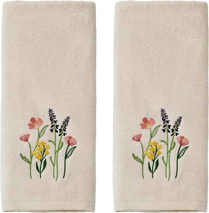 SKL Home Meadow Bouquet 100% Cotton Embroidered 2pc Hand Towel Set, Decorative
