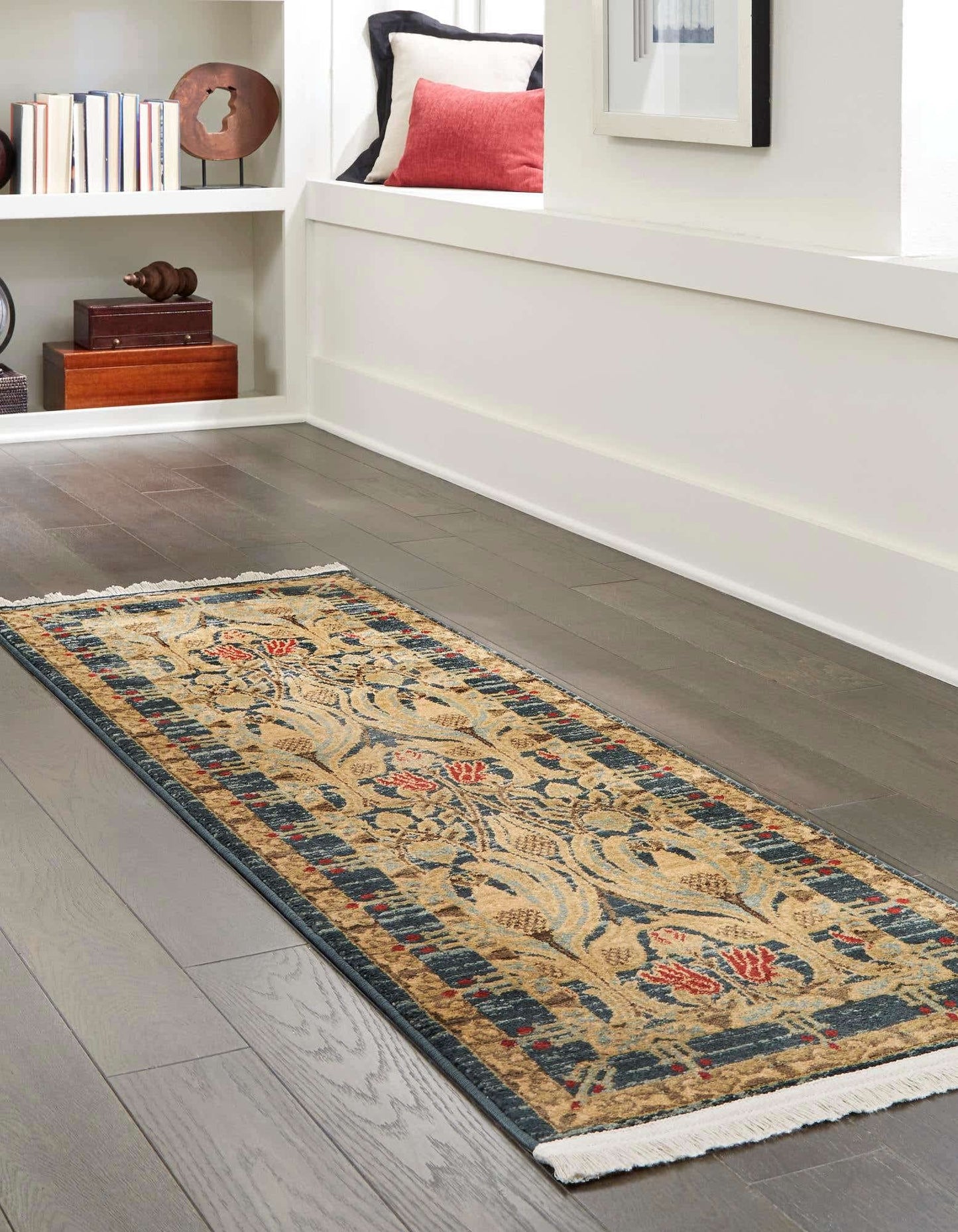 Unique Loom Edinburgh Collection Area Rug - Canmore (2' x 8' Runner, Navy Blue/ Tan)