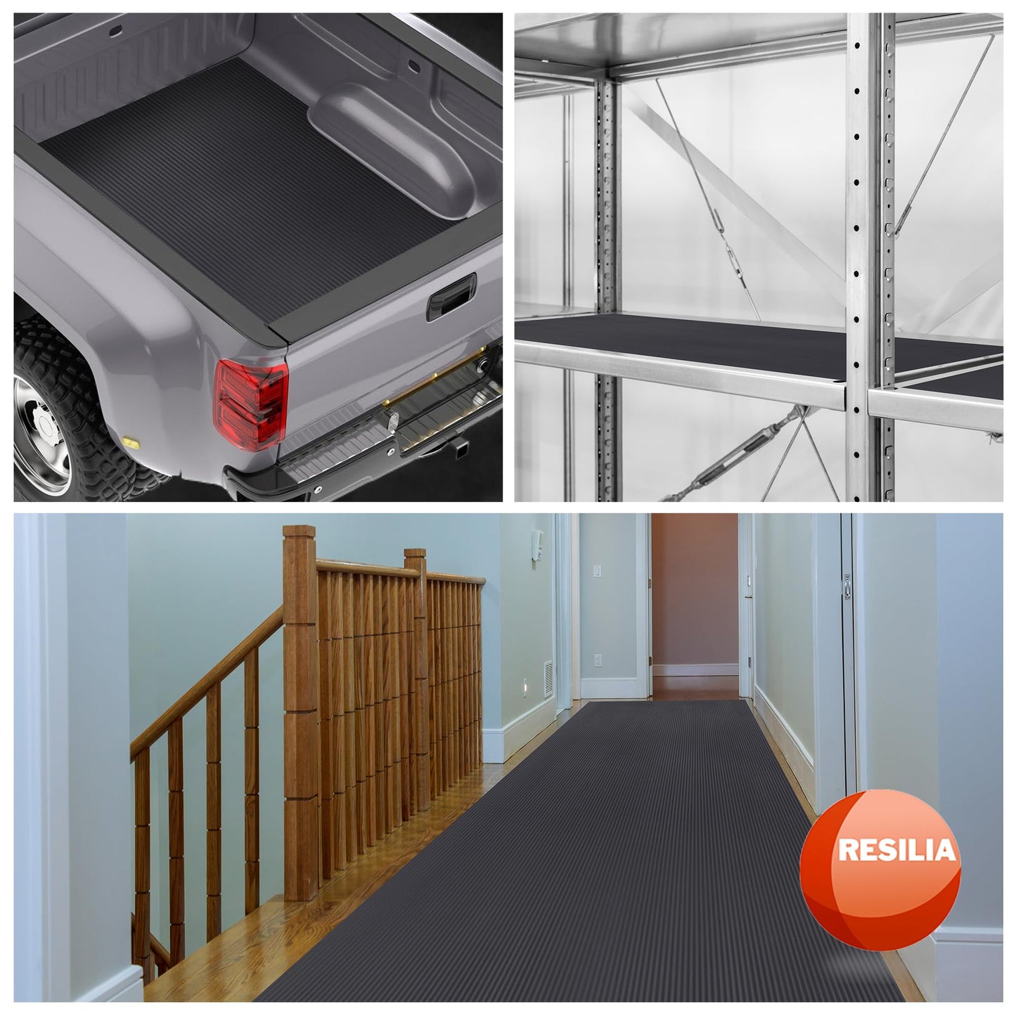 RESILIA Black V-Groove Utility Runner - Waterproof Vinyl Floor/Surface Protector, Heavy Duty Mats, Indoor Hardwood, Hard Floors, Garage, Hallway, Entryway, Kitchen, & Outdoor, 27” x 12’, Made in USA