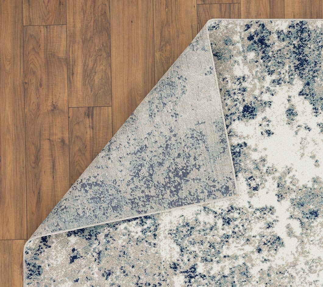 LUXE WEAVERS Rug - Persian Rugs 6097 Abstract Marble Area Rug - Modern Design, Medium Pile, Ivory / Size 5 x 7