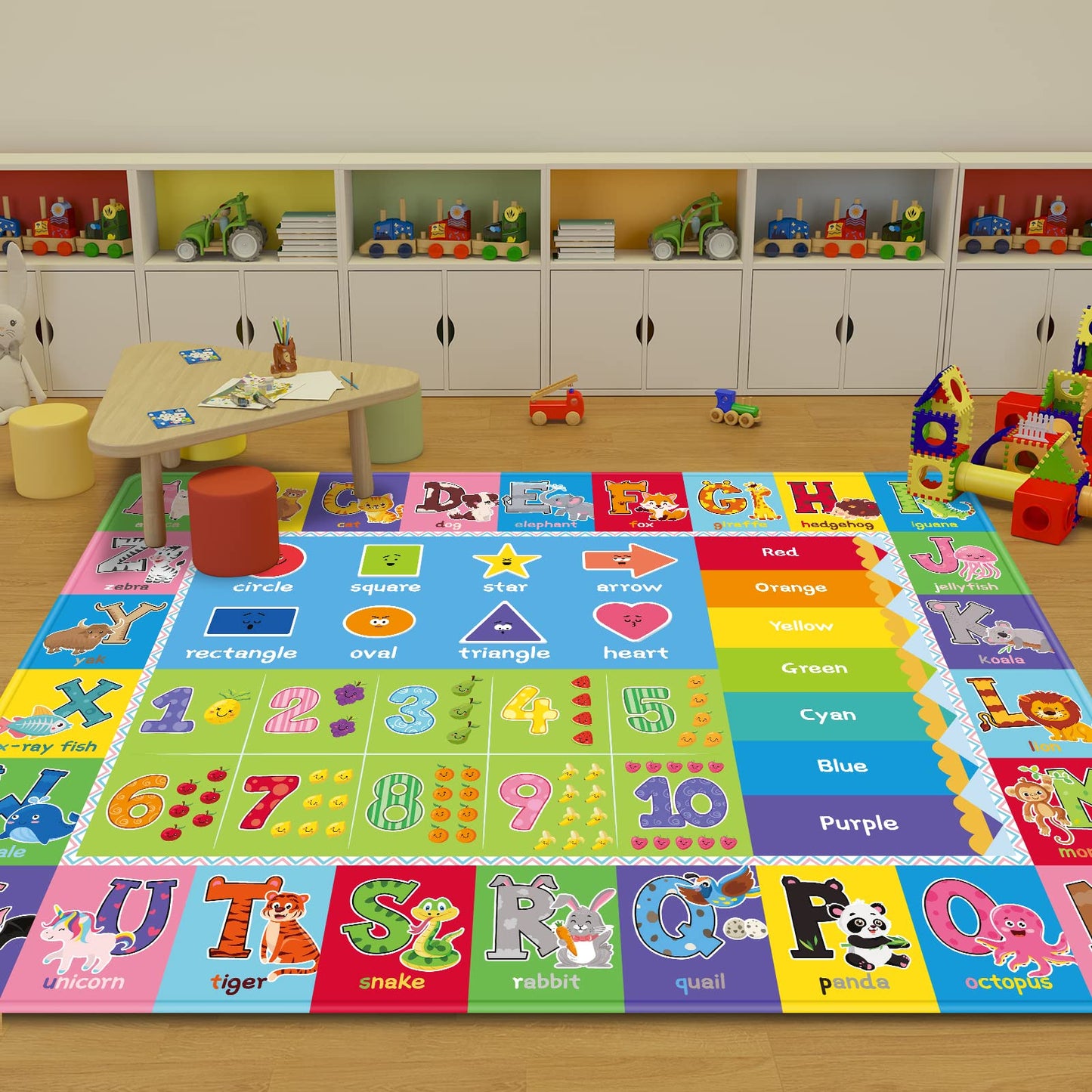 Kids Rug for Playroom, 5' X7' ABC Educational Play Mat, Non-Slip Soft Rugs for Kids Room, Floor Rug for Bedroom, Classroom, Alphabet Carpet for Boys Girls (78.7X59 Inch)