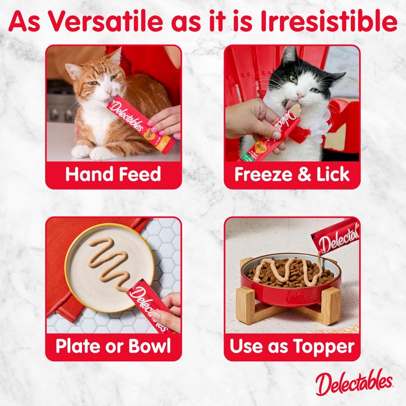 Delectables Squeeze Up Variety Pack, Creamy Squeezable Puree, Lickable Wet Cat Treats, Grain Free, No Fillers, by-Products, Preservatives, 0.5 Ounces Tube, 54 Tubes Total