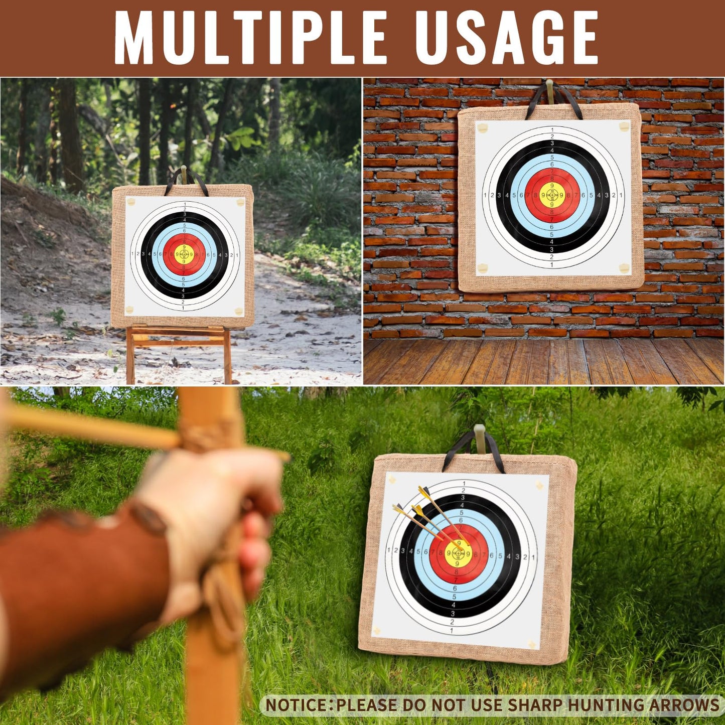 ShinyRelief 20 Inch Adult Backyard Straw Archery Target, for Recurve Compound or Longbow, 20 Pcs Paper Arrow Targets, Traditional Bow Arrow Target for Kids Youth Gift Archery Hunting Practice