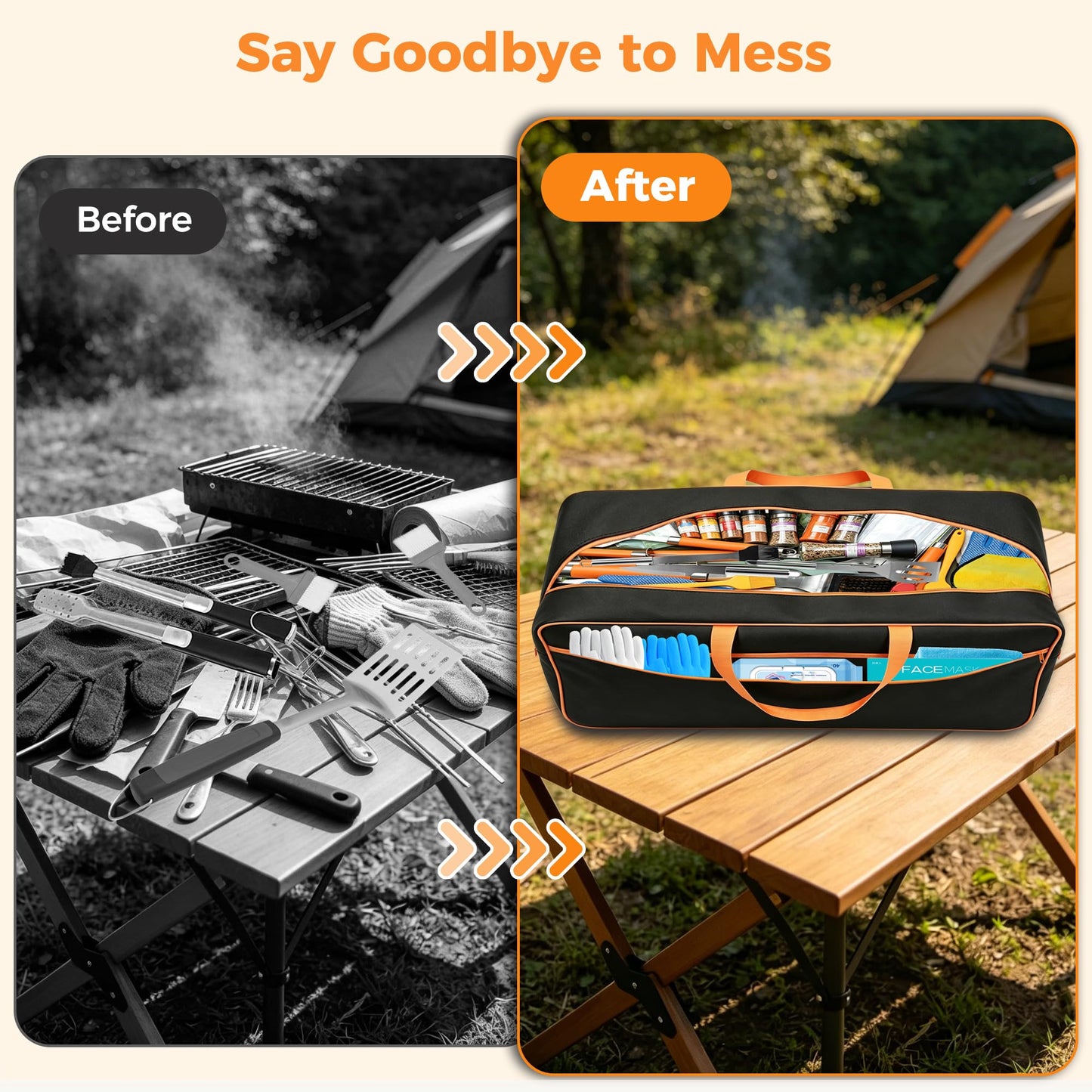 Extra Large Grill Tool Storage Bag, Heavy Duty BBQ Accessories Organizer, Oversized Griddle Storage Case Compatible with Blackstone, Holds Spatulas, Scrapers, Bottles and Grill Cleaning Tools