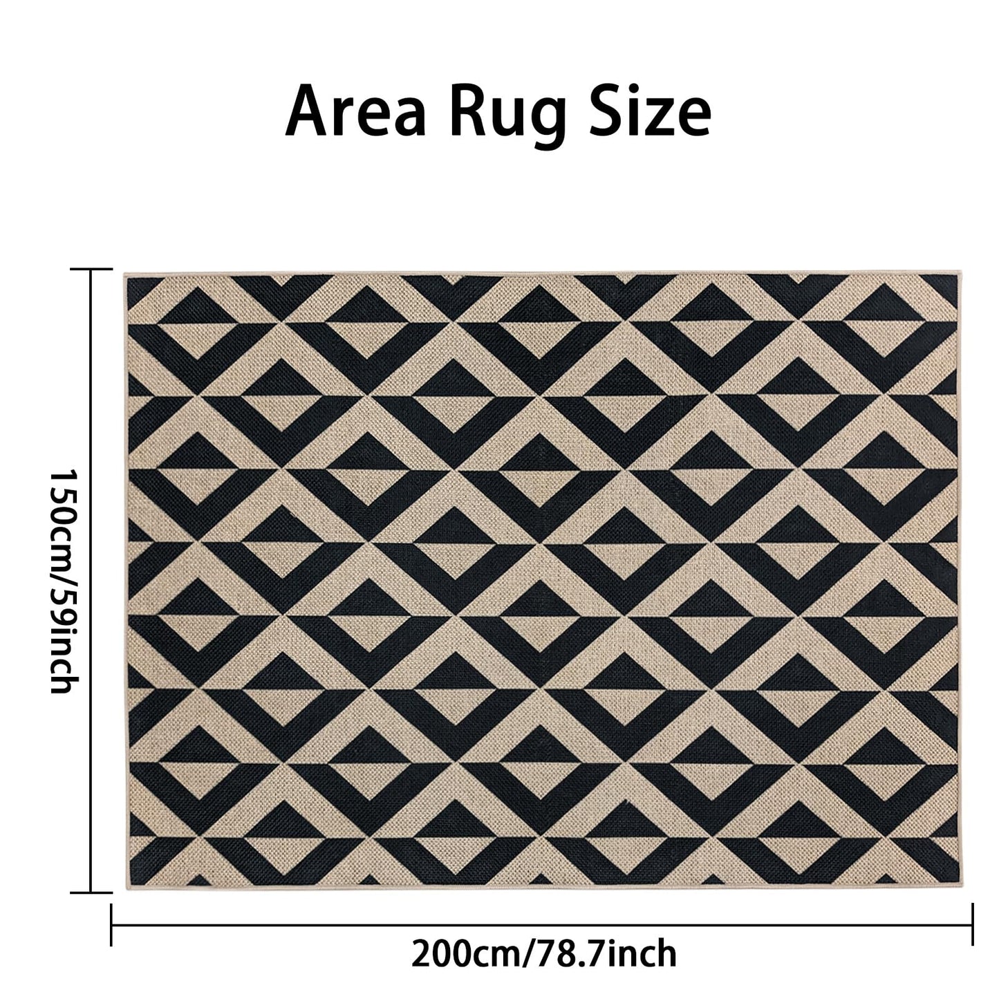 USTIDE Washable Jute 5x7 Area Rugs Washable Geometric Triangle Outdoor Patio Rug Indoor Outdoor Carpet for Living Room Dining Room Non Slip Farmhouse Carpet for Backyard Bedroom