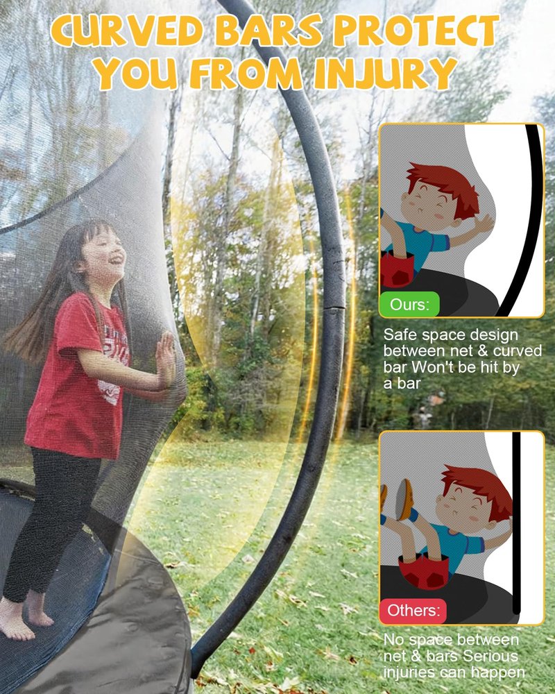 Vitaler Trampoline Outdoor 12FT with Basketball Hoop and Net Enclosure, Recreational Trampolines for Kids and Adults, Outdoor Backyard Trampoline with Anti-Rust Coated Frame, ASTM Approved