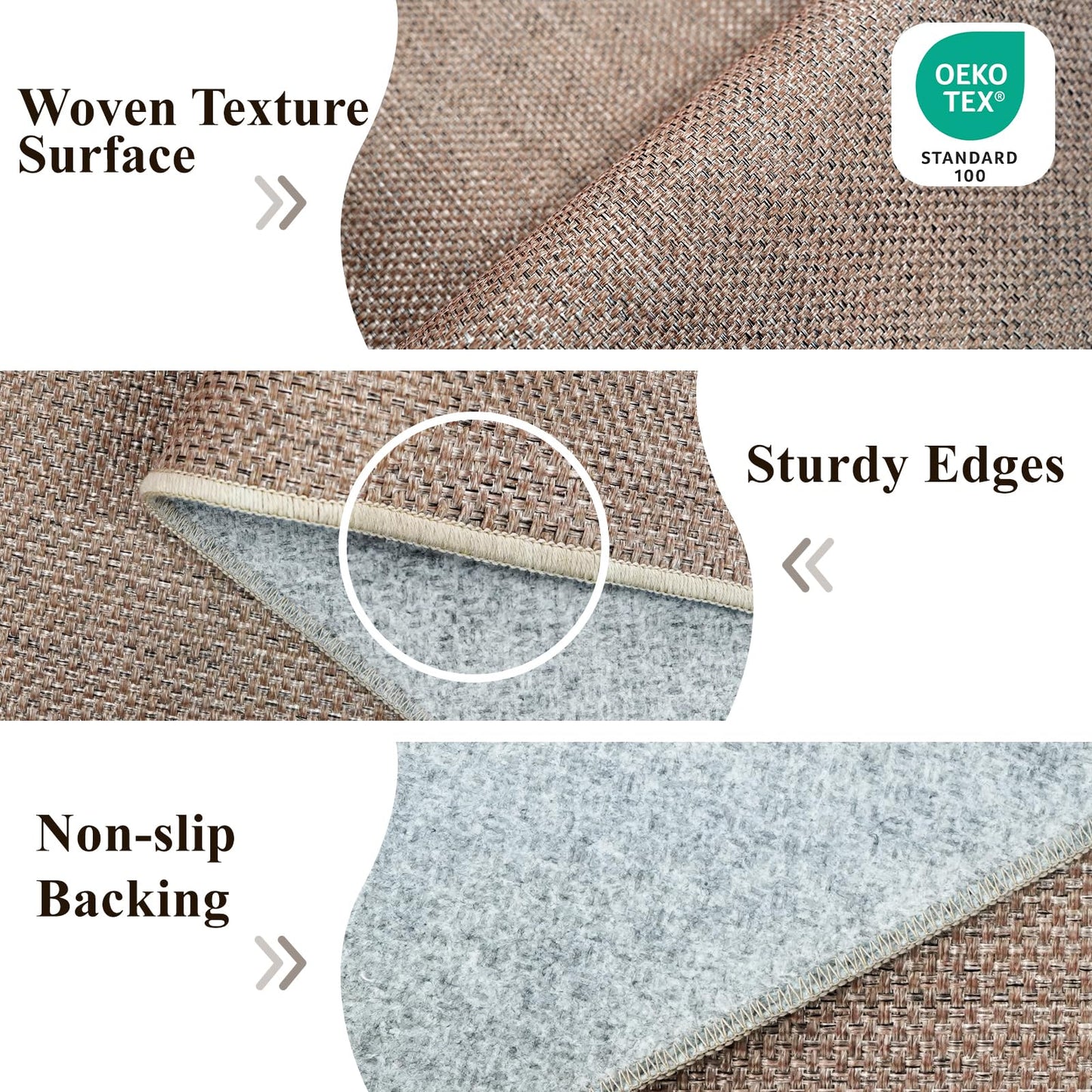 BYYVOO 4x6 Jute Area Rug Washable: Non-Slip Indoor Floor Mat - Carpet for Living Room Entryway Kitchen Dining Room - Thin Low Pile Rugs Braided Woven Durable Farmhouse Decor (Beige,4x6)