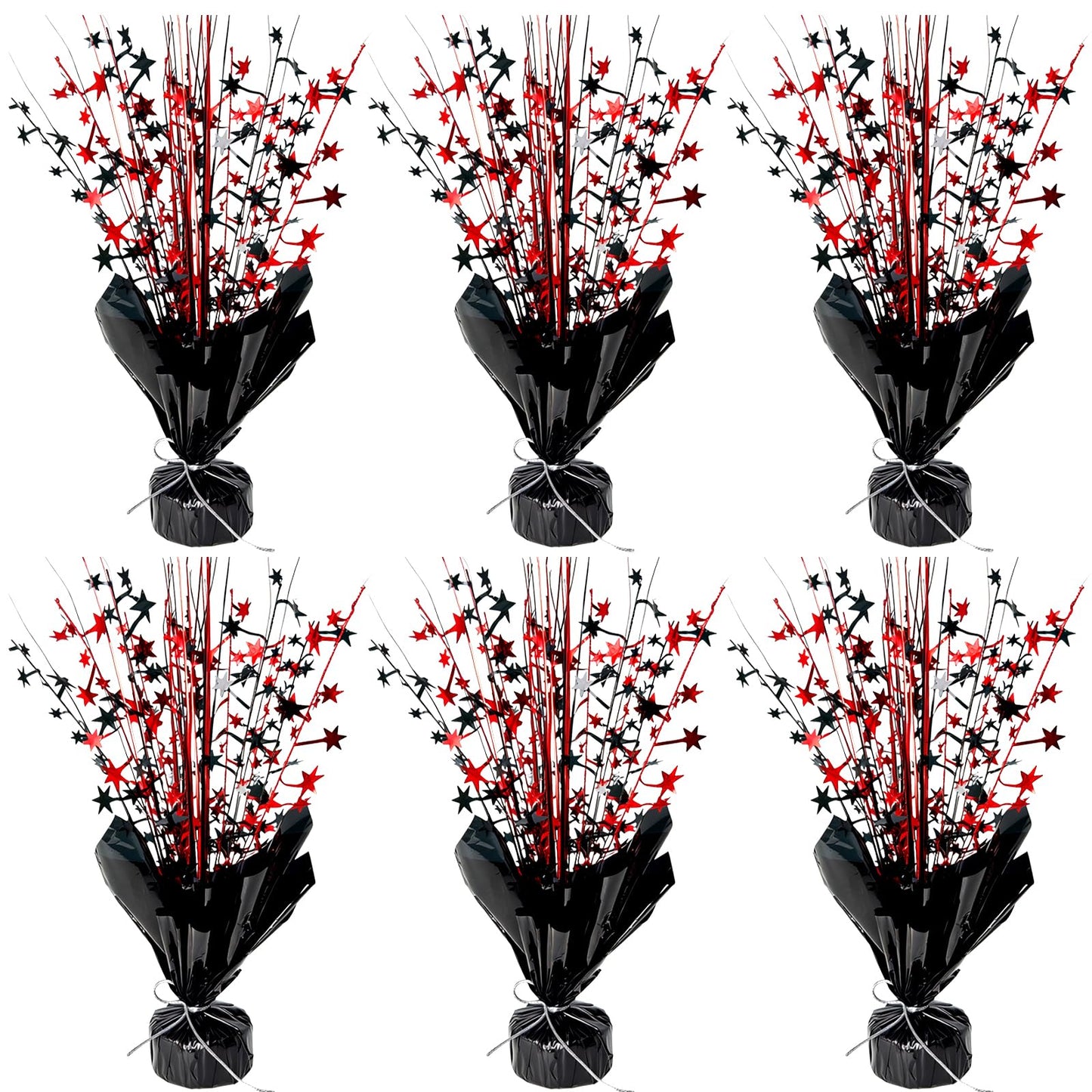 YinNorth 6 Pack Metallic Foil Spray Table Centerpiece Decoration Star Brust Glitter Table Topper Decor for Birthday Circus Casino Graduation Christmas New Year's Eve Party Supplies Red Black