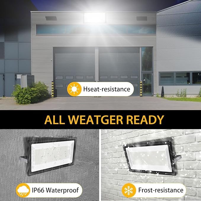 2 Pack 600W LED Flood Light Outdoor,(3060W Equivalent),67600LM 5000K Daylight White Super Bright LED Arena Light with Plug,85-277V IP66 Waterproof Commercial Lighting for Fields,Counts,Stadium