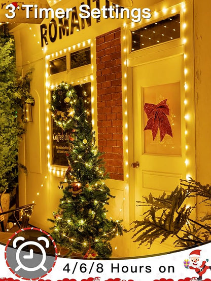 1000 LED 328 FT Outdoor Christmas Lights, IP67 Waterproof Twinkle String Lights with Remote 8 Modes and Timer Memory Function, Fairy Light for Holiday Garden Party Decorations(Warm White)